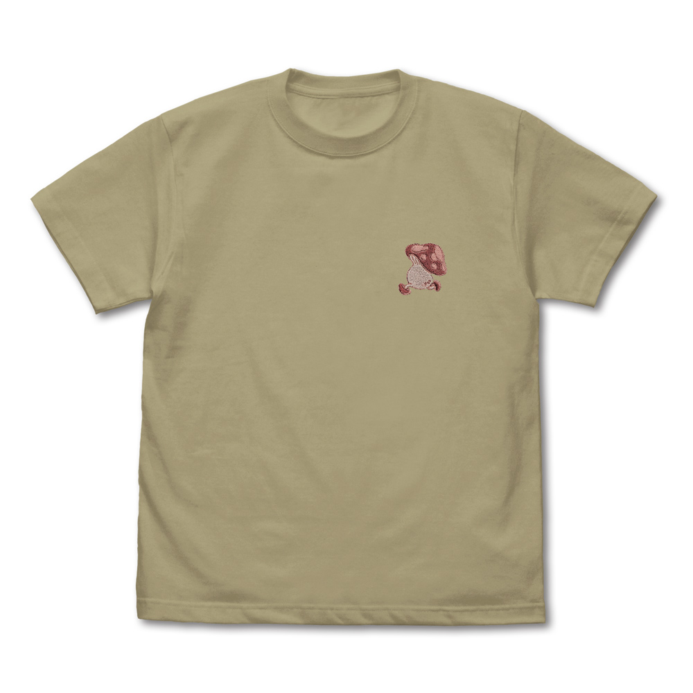 歩き茸 ワンポイント刺繍Tシャツ　SAND KHAKI