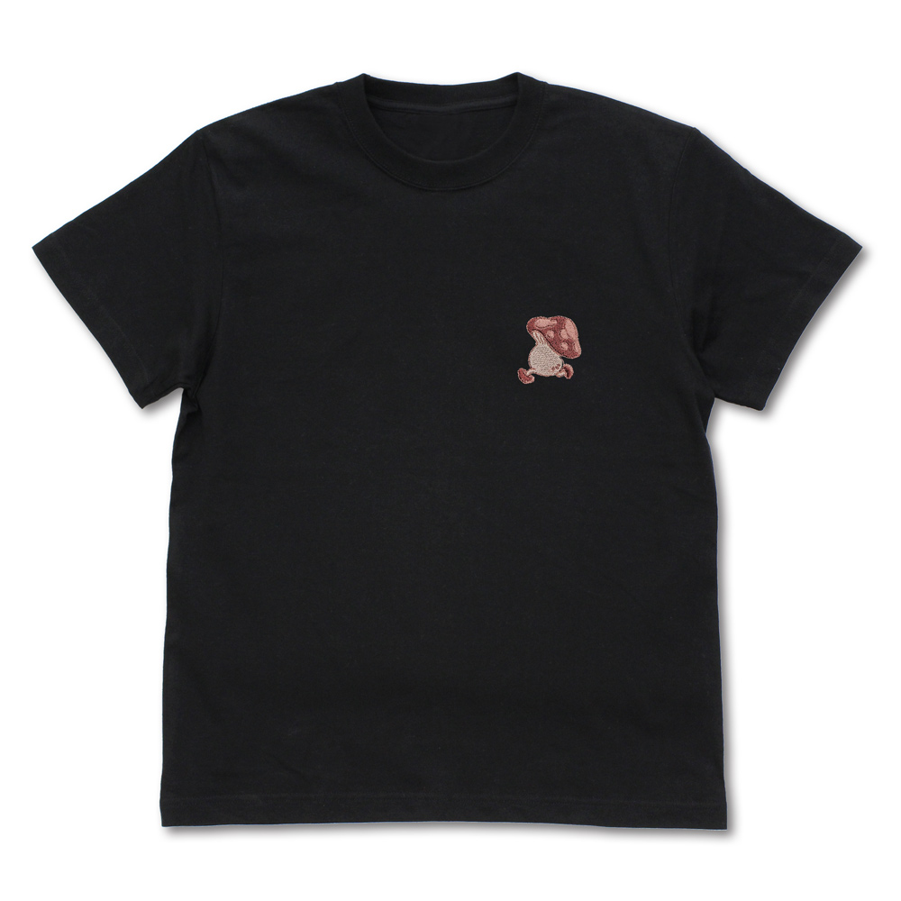 歩き茸 ワンポイント刺繍Tシャツ　BLACK