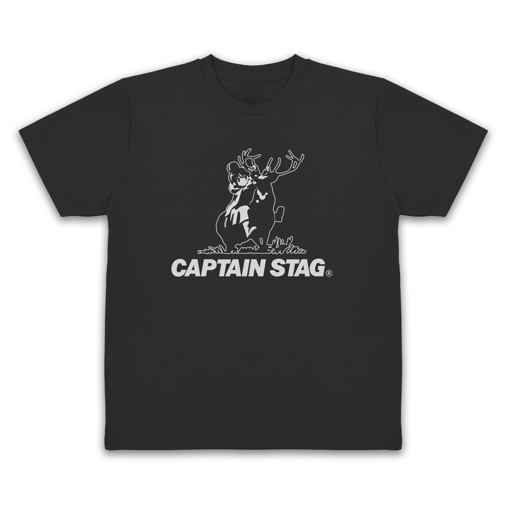 『ゆるキャン△』×キャプテンスタッグ ドライTシャツ　BLACK